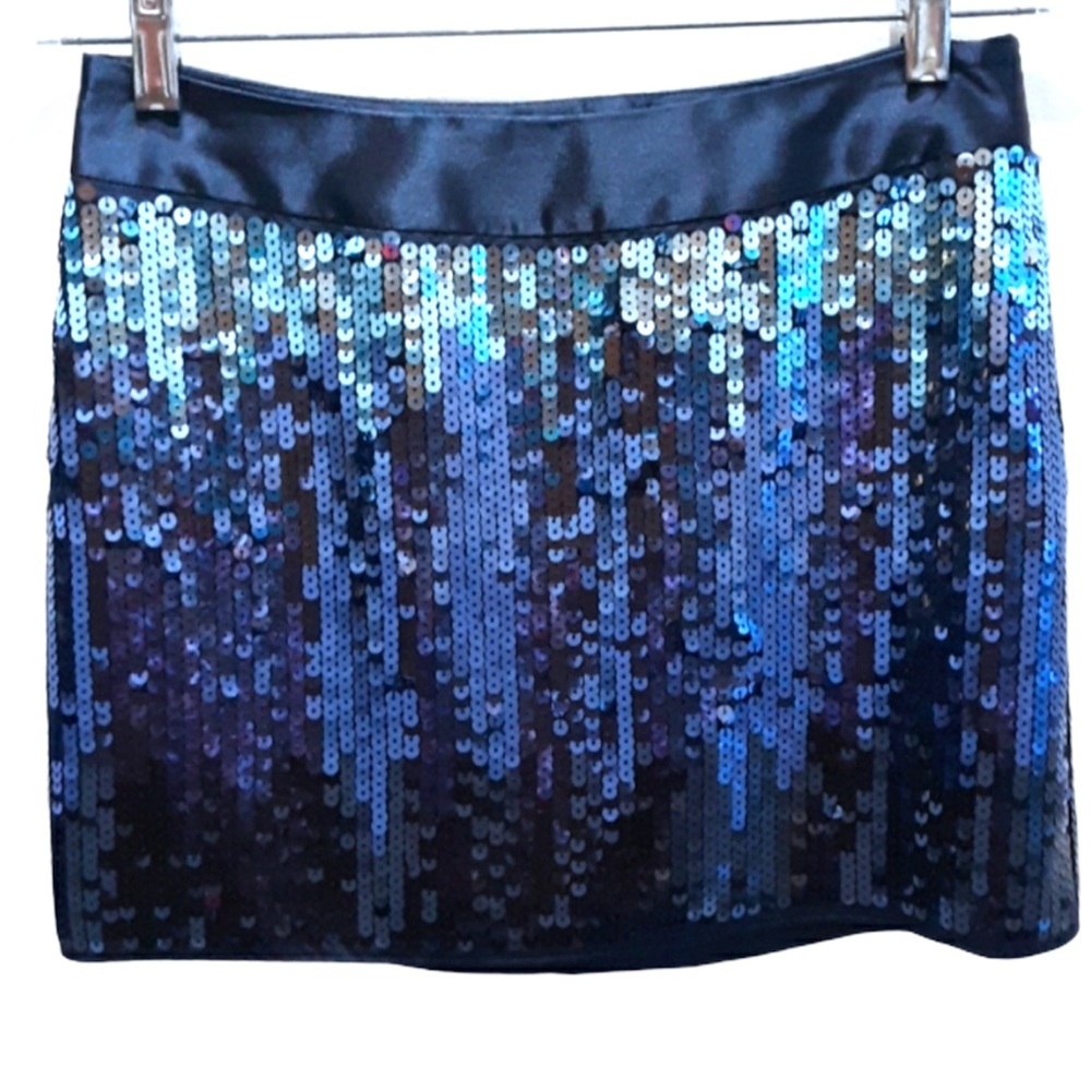 EXPRESS Sequin Ombré Blue Mini Skirt Women’s 8